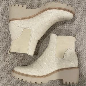 Dolce Vita White Snakeskin Booties